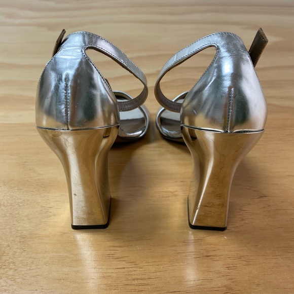 Marni silver leather strap mirrored block heel with ankle strap • size: 39 - Picture 4 of 7